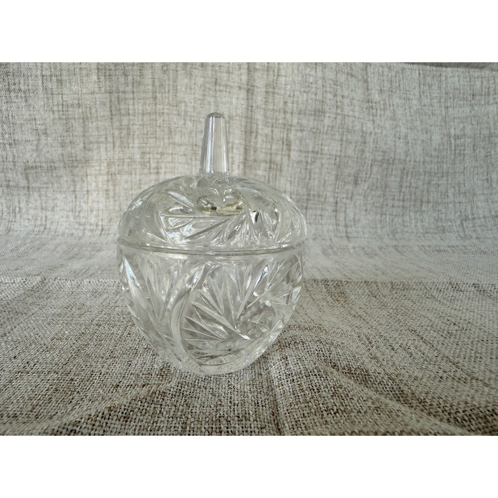 Cut Glass Candy Dish Small Clear Excellent Pinwheel Starburst